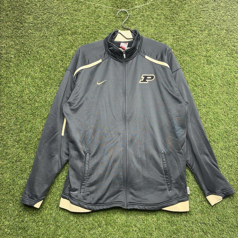 Purdue Boilermakers Nike Track Jacket Mens Large Team Issued Zip Up Gray Sports